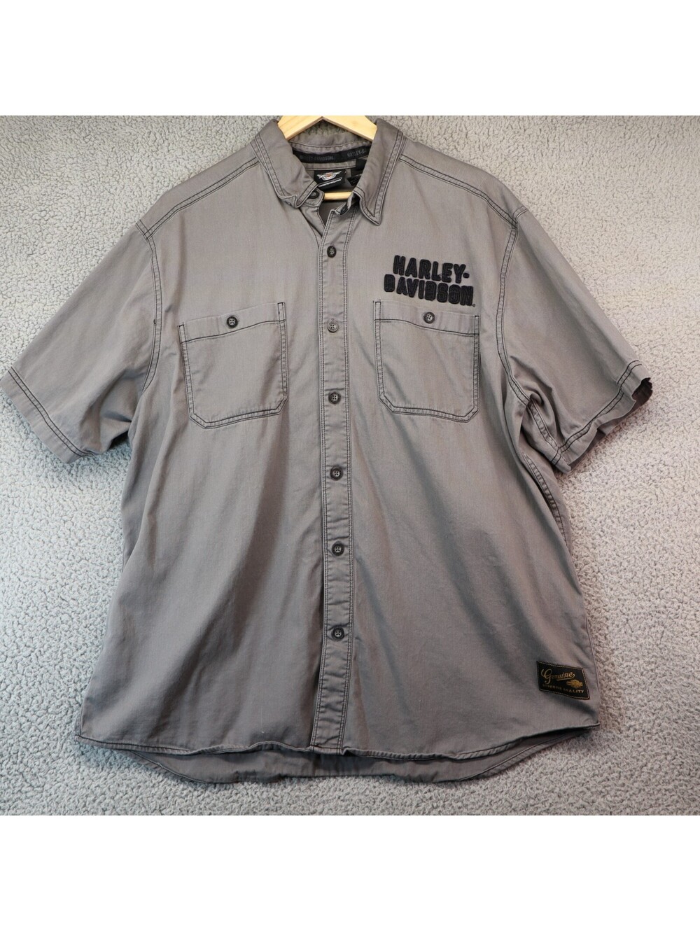 Harley-Davidson HD Eagle Motorcycles Gray S/S Button XL 2015